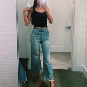 Abercrombie High Rise Wide Leg Crop Jeans